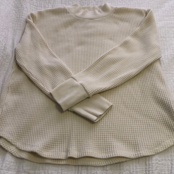 Madewell off white waffle long sleeve pullover top.  Size S - Picture 1 of 4